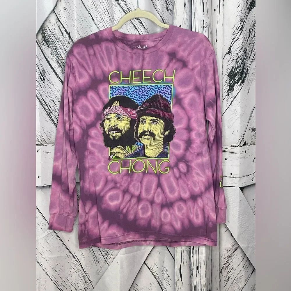 Cheech & Chong Long Sleeve T-Shirt Tie-Dye Purple M